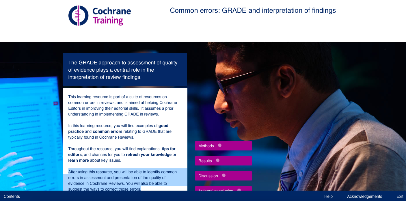 A screenshot of GRADE training