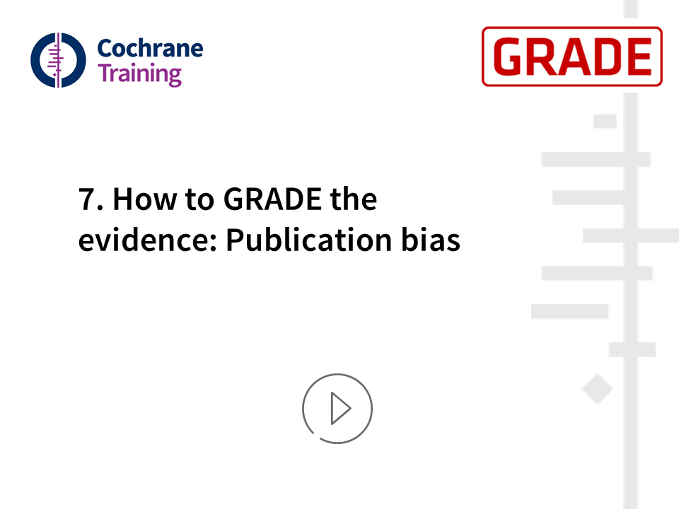 Cochrane Training. GRADE. 7. How to GRADE the evidence: Publication bias