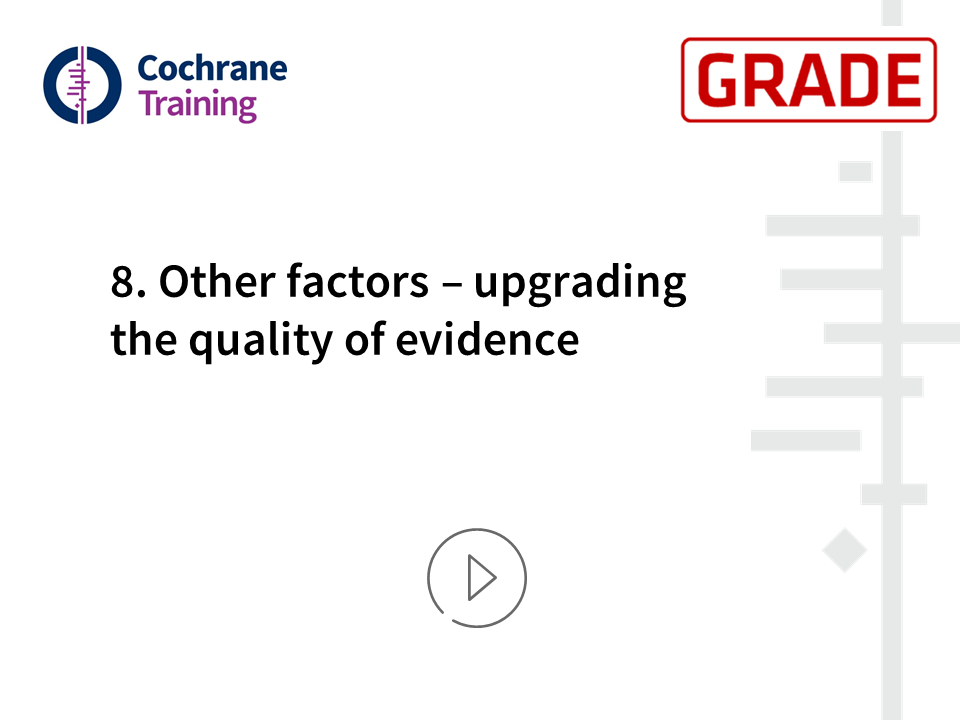 Cochrane Training. GRADE. 8. Other factors - upgrading the quality of evidence