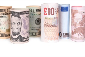 A line of banknotes