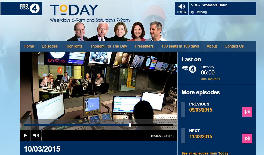 A screenshot of the BBC radion player