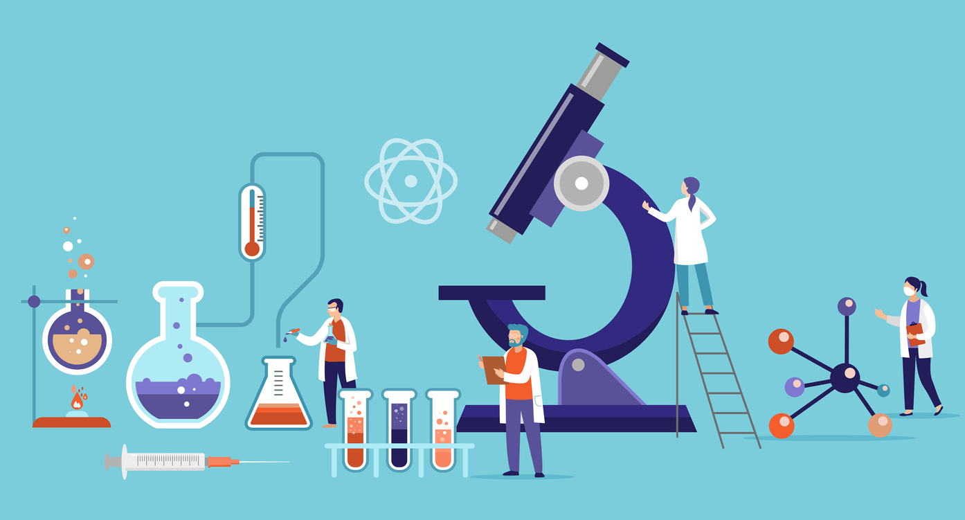An illustration of scientists