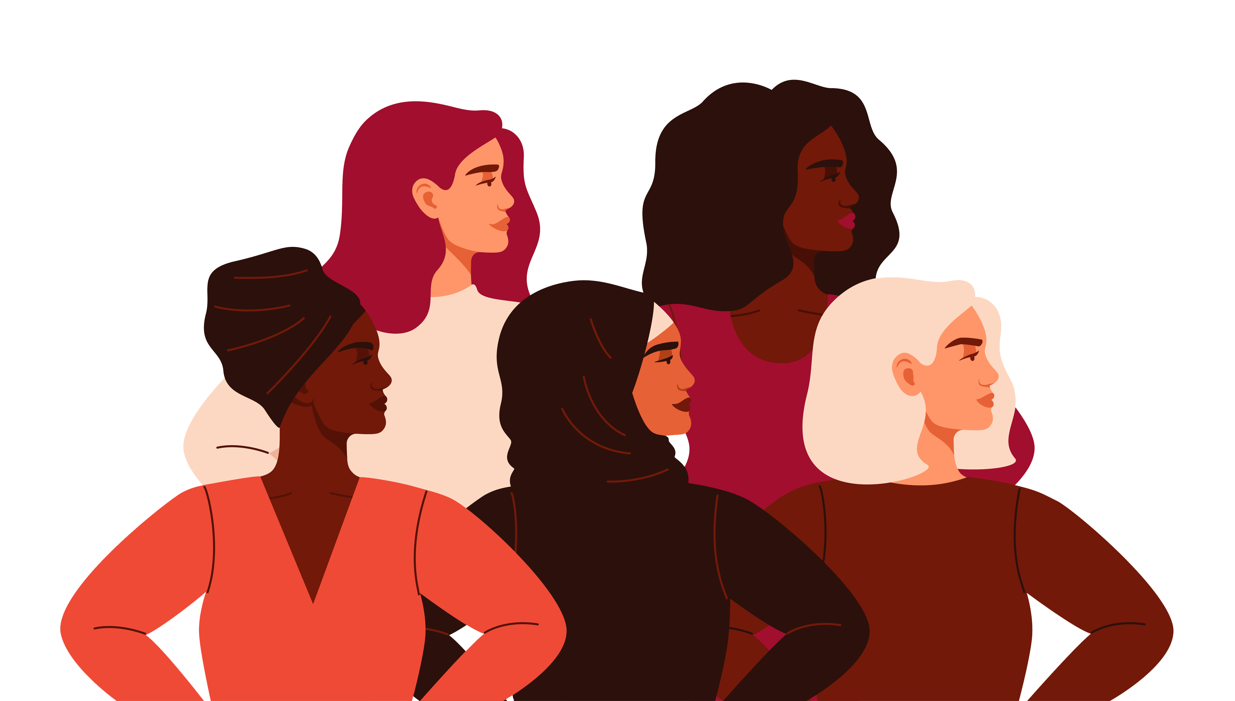 Illustration of 5 diverse women