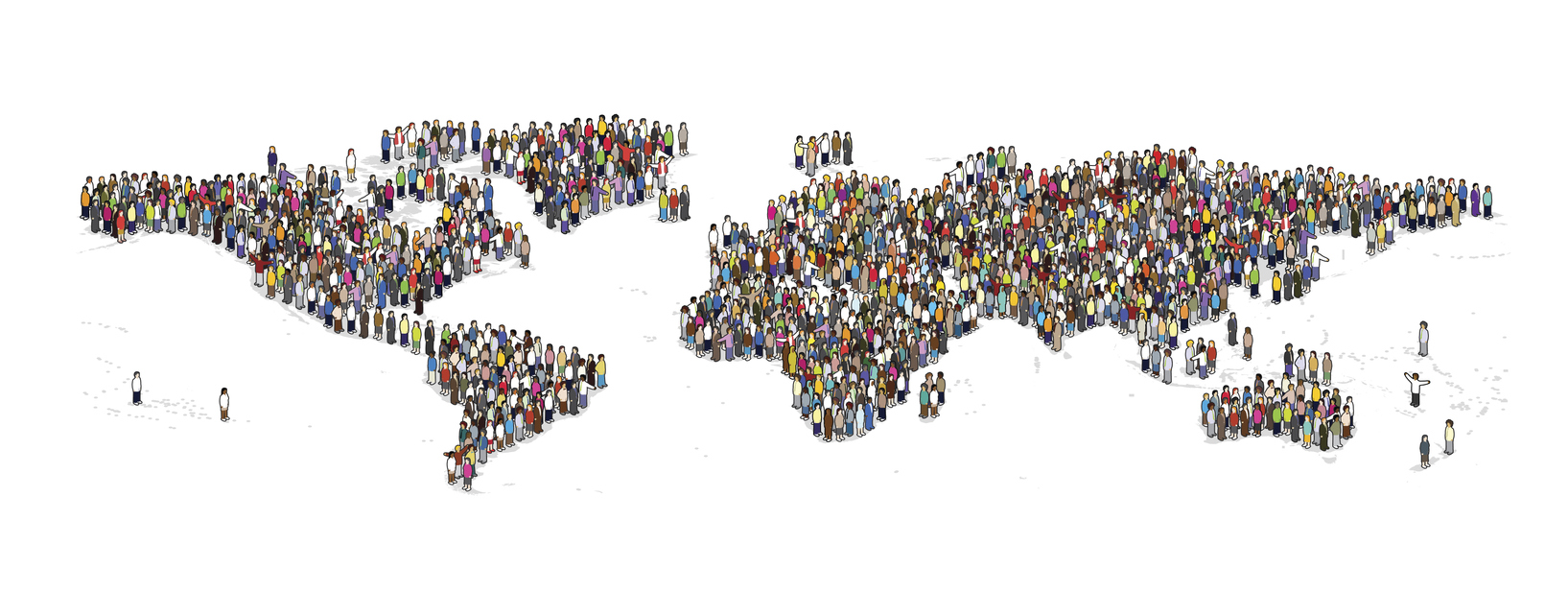 World map made up of people