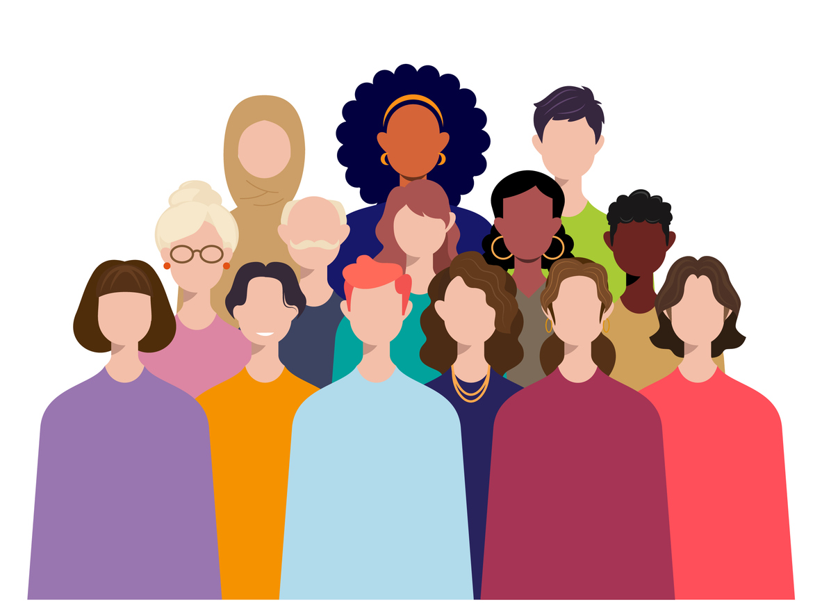 Illustration of a group of diverse people