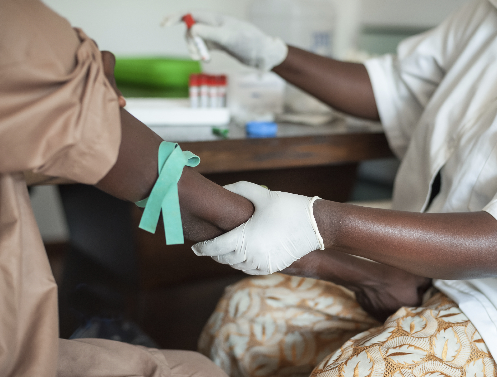 A person having blood taken