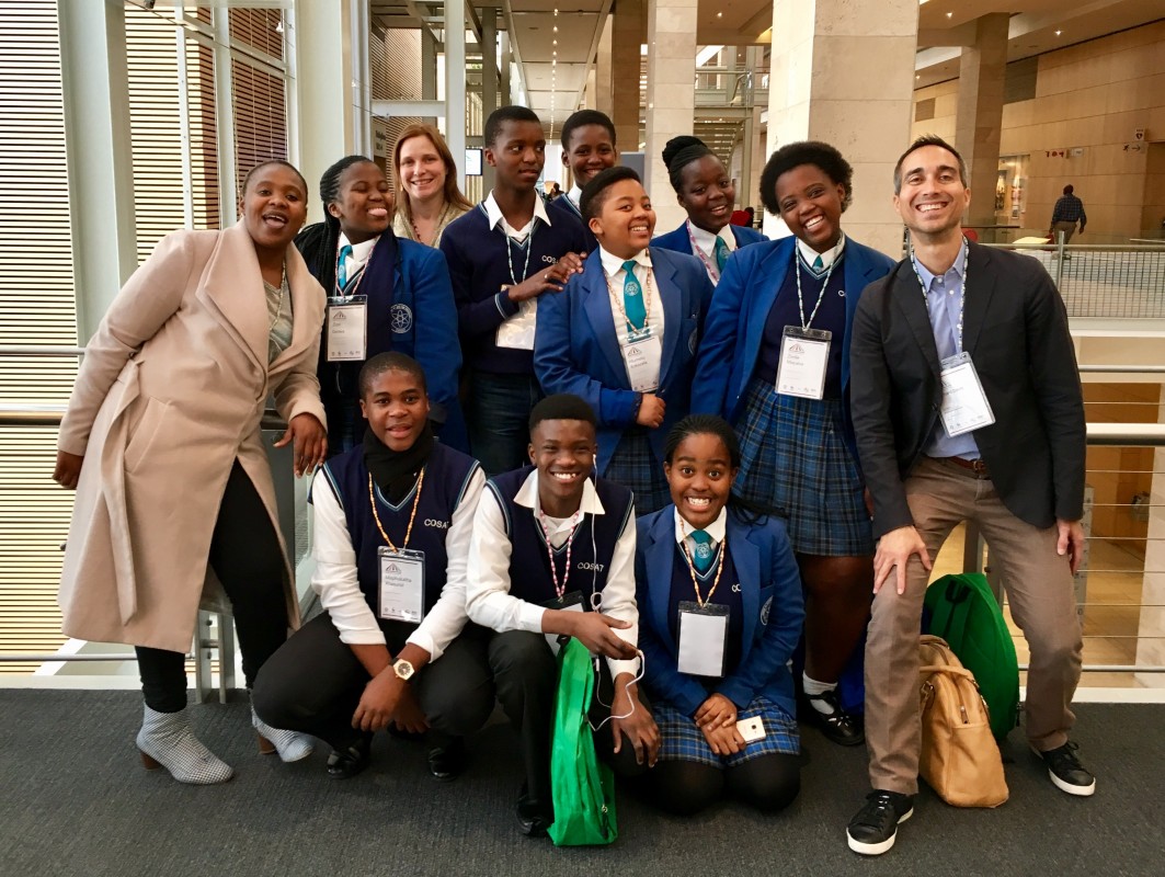 Student reporters from the Cape Town’s Children’s Radio Foundation. As part of the Global Evidence Summit, they interviewed the leading plenary speakers on the topic of evidence in a post-truth world.