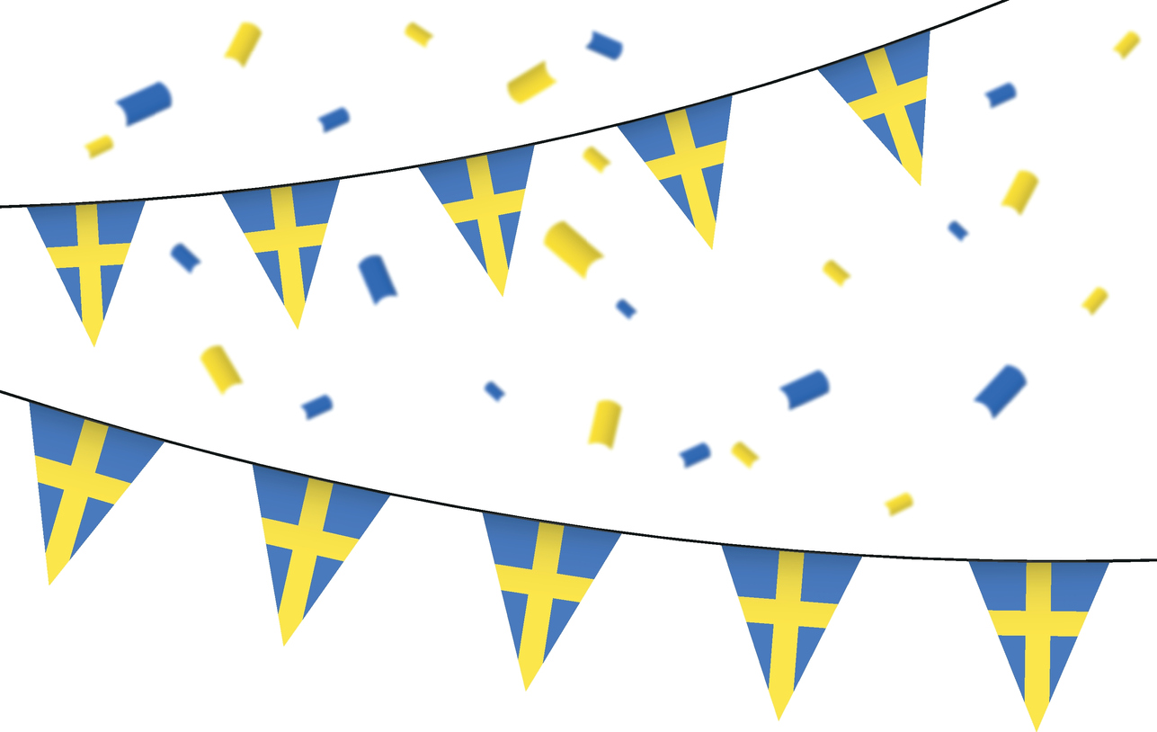 Illustration of bunting with the Swedish flag on it